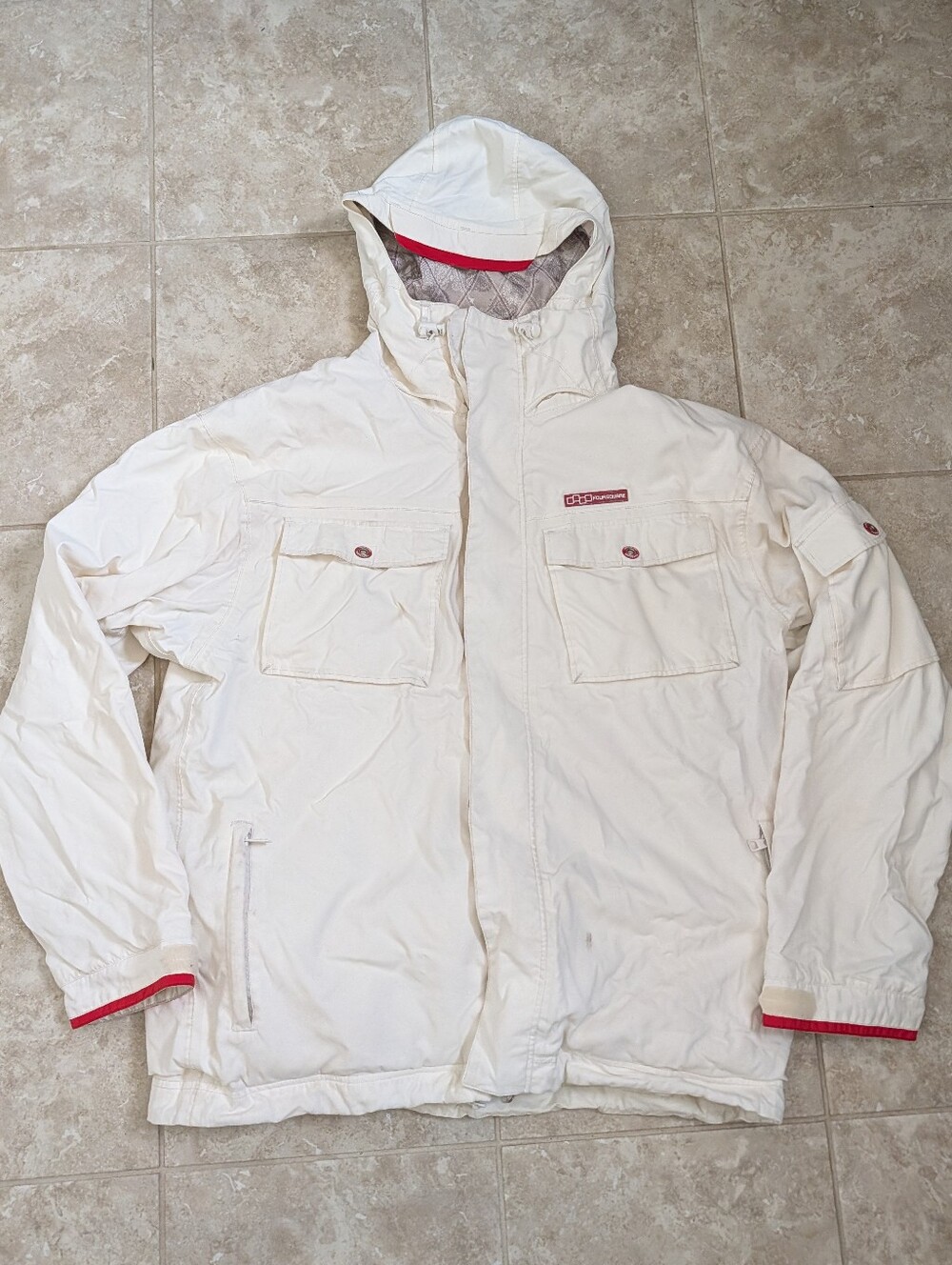 Foursquare Snowboard Jacket Mens Large White Y2k 5k shell system
